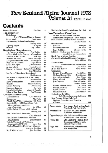 New Zealand Alpine Journal 1978 Vol 31 cover
